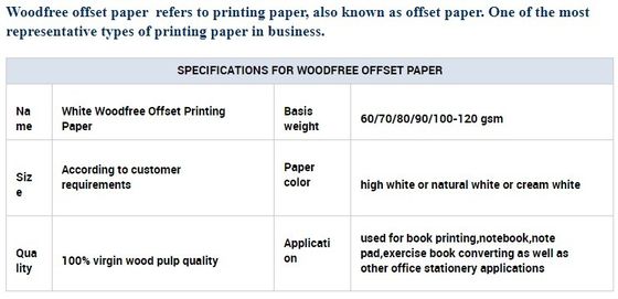 68/78/98/118gsm Cream Colour Woodfree Offset Paper for Writing and Sketching Notebook